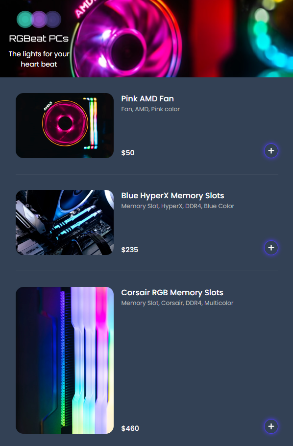 A mobile PC shop app that sells only components with light colors